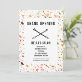 Bobby Pins Terrazzo Salon Openen Kaart (Staand voorkant)