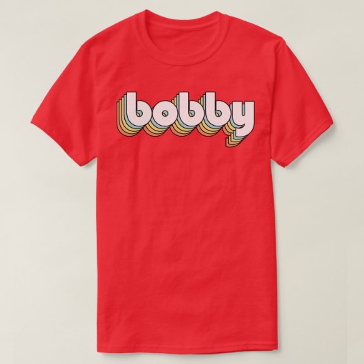 Bobby Retro Rainbow Typography Vervaagde stijl T-shirt (Design voorkant)