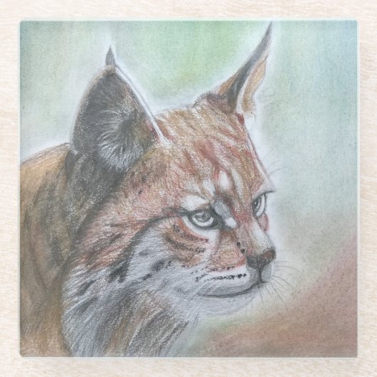 Bobcat buitenkussen glazen onderzetter (Voorkant)