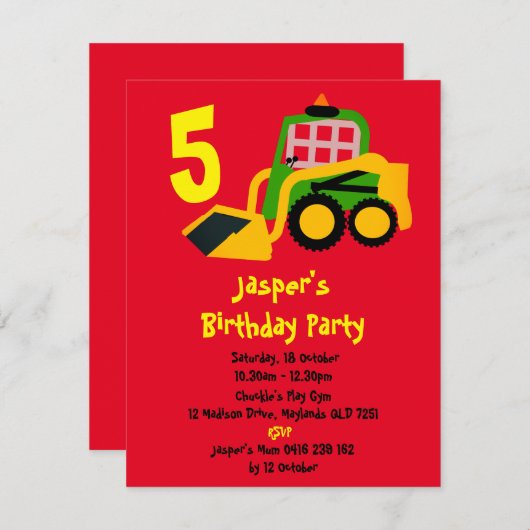 Bobcat Excavator Kaart (Voorkant / Achterkant)