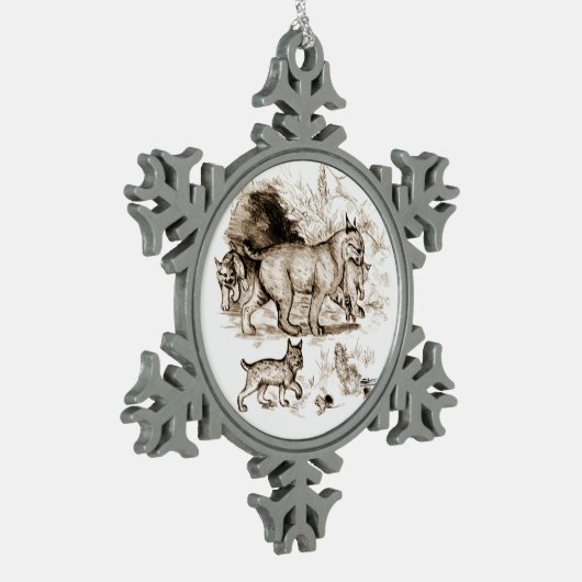 Bobcat-familie Tin Sneeuwvlok Ornament (Links)