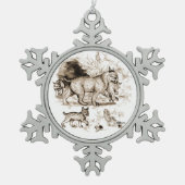 Bobcat-familie Tin Sneeuwvlok Ornament (Voorkant)