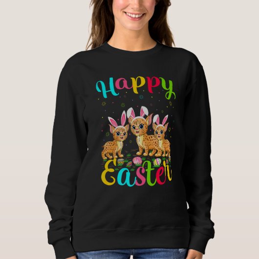 Bobcat Funny Easter Bunny Bobcat Happy Pasen Trui (Voorkant)