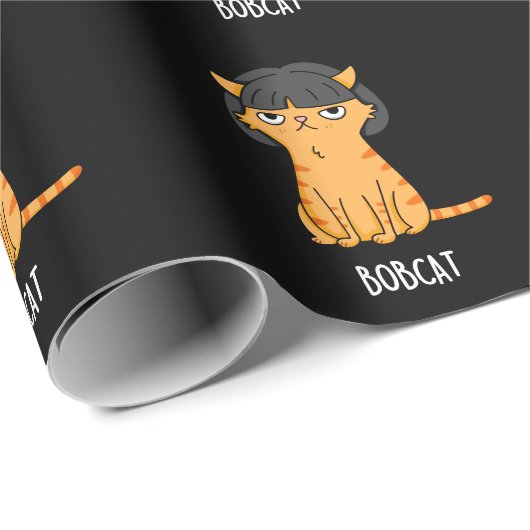 Bobcat Grappige Kat Bob Haar Pun Donker BG Cadeaupapier (Rol Hoek)