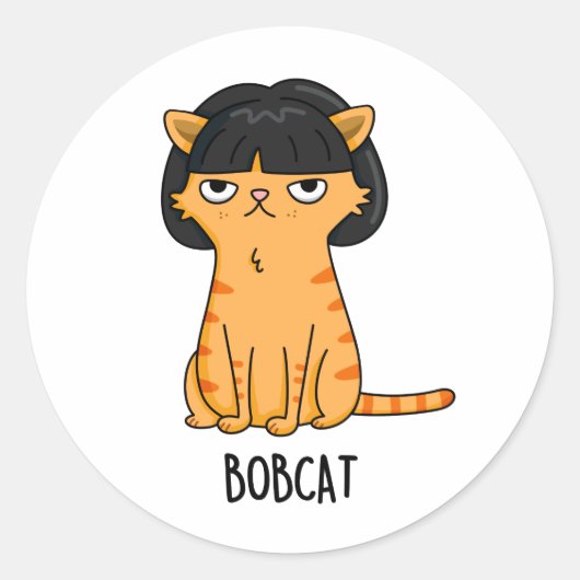 Bobcat Grappige Kat Bob Haar Pun Ronde Sticker (Voorkant)