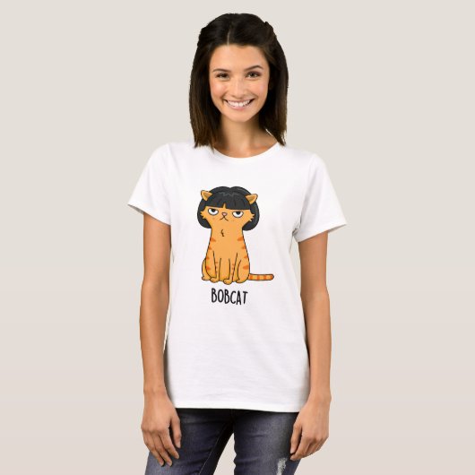 Bobcat Grappige Kat Bob Haar Pun T-shirt (Voorkant volledig)