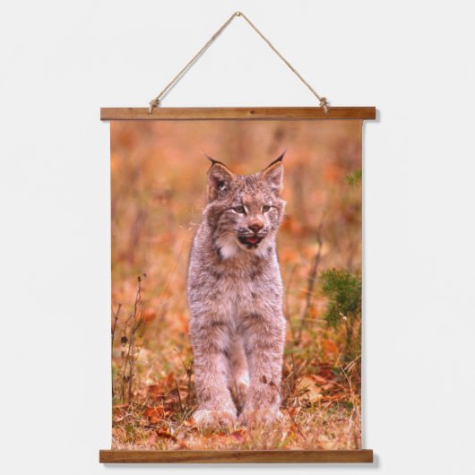 Bobcat Hunting | Autumn Forest Hangend Wandkleed (Voorkant)