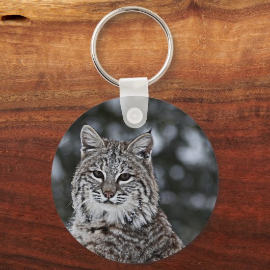 Bobcat in de sneeuw sleutelhanger (Voorkant)