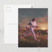 Bobcat in een roze pak  briefkaart (Voorkant / Achterkant)