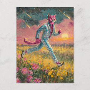 Bobcat in een zilveren pak  briefkaart
