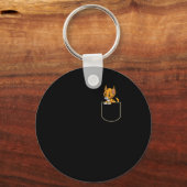 Bobcat in het zakje, Lynx Pocket TShirt Sleutelhanger (Voorkant)