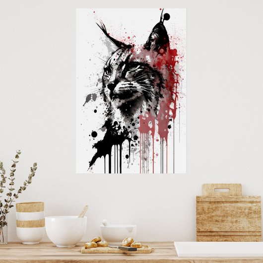 Bobcat Ink Portrait Poster (Keuken)