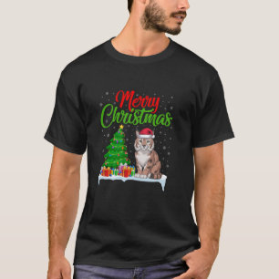 Bobcat Kerstboom Lights Funny Xmas Bobcat Lov T-shirt