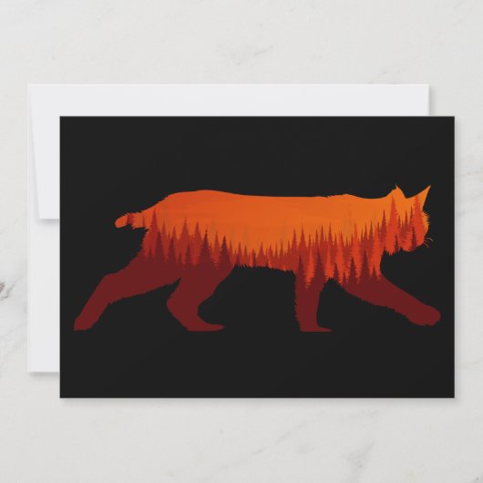 Bobcat Lynx Forest Tree Landscape Wilderness Kaart (Voorkant)