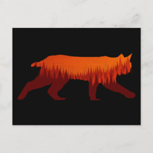 Bobcat Lynx Forest Tree Landscape Wilderness Sun Briefkaart