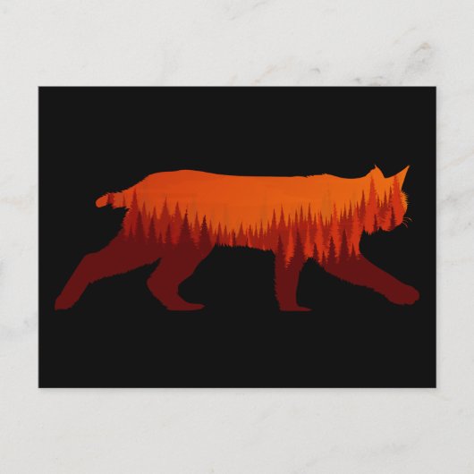 Bobcat Lynx Forest Tree Landscape Wilderness Sun Briefkaart (Voorkant)
