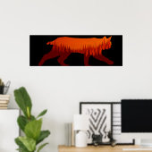 Bobcat Lynx Forest Tree Landscape Wilderness Sun Poster (Thuiskantoor)