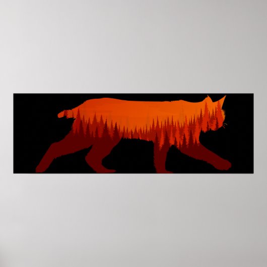 Bobcat Lynx Forest Tree Landscape Wilderness Sun Poster (Voorkant)