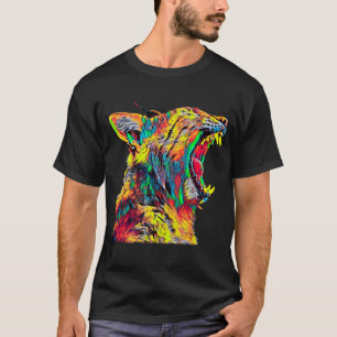 Bobcat Lynx-hoofdprofiel Roaring gekleurd grafisch T-shirt