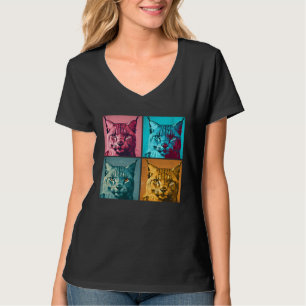 Bobcat Pop Illustratie Kleurrijk Dier Vrouwen Mann T-shirt