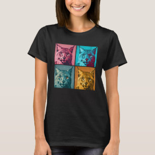 Bobcat Pop Illustratie Kleurrijke Dieren Vrouwen M T-shirt