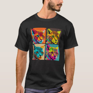 Bobcat Pop Illustratie Kleurrijke Dieren Vrouwen M T-shirt