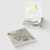 Bobcat Portrait Stone Onderzetter (Zijkant)