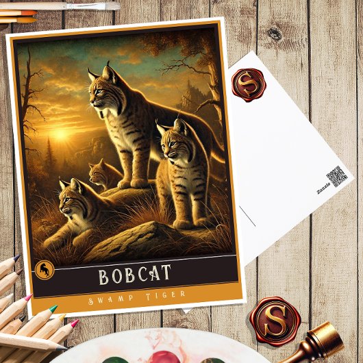 Bobcat | Schattige familie Briefkaart