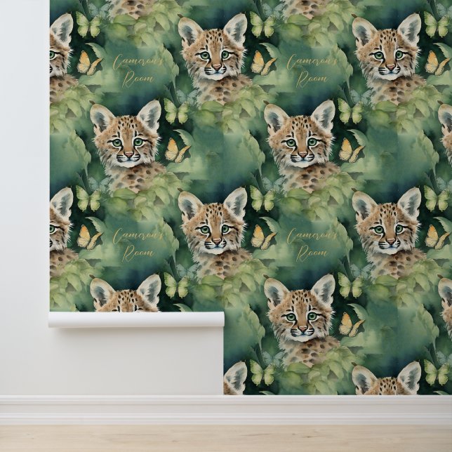 Bobcat Schattigee baby Dier Gepersonaliseerd Behang (Applicatie)