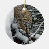 Bobcat Snow Water Foto Keramisch Ornament (Voorkant)