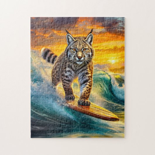 Bobcat Surfen Alaska Design van Rich AMeN Gill Legpuzzel (Verticaal)
