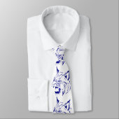 Bobcat Wild Cat Team Mascot Necktie Blue/White Stropdas (Gebonden)