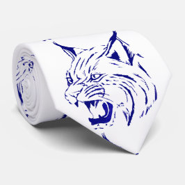 Bobcat Wild Cat Team Mascot Necktie Blue/White Stropdas