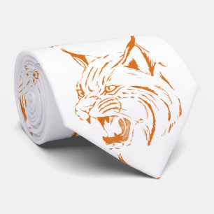 Bobcat Wild Cat Team Mascot Necktie Burnt Sinaasap Stropdas