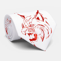 Bobcat Wild Cat Team Mascot Necktie Red/White