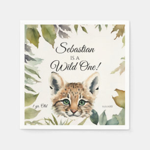 Bobcat Wild One Woodland Animal Verjaardagsfeestje Servet