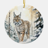 Bobcat  Winter Woodland Keramisch Ornament (Voorkant)