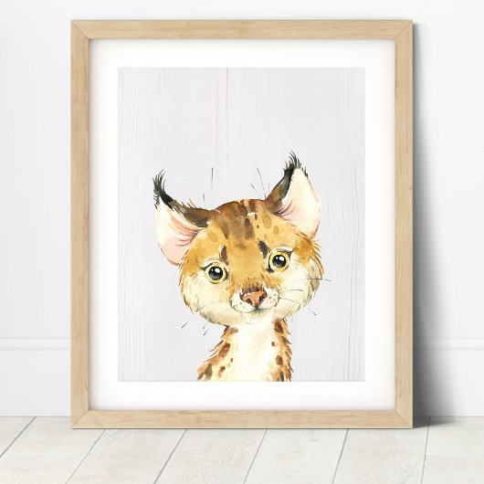 Bobcat Woodland-kinderkamer Kunstprint Poster