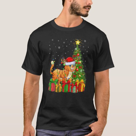 Bobcat  Xmas Holiday Santa Bobcat Christmas Tree T-shirt (Voorkant)