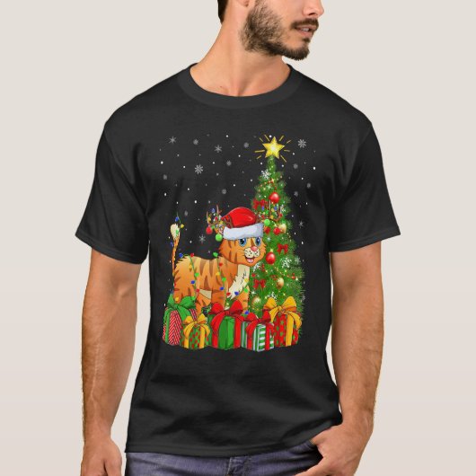 Bobcat   Xmas Holiday Santa Bobcat Christmas Tree T-shirt (Voorkant)