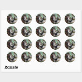 Bobcat-young kitten in holle bloemen ronde sticker (Vel)