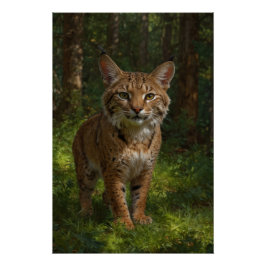 Bobcat Youngster en Forest Trail Perfect Poster