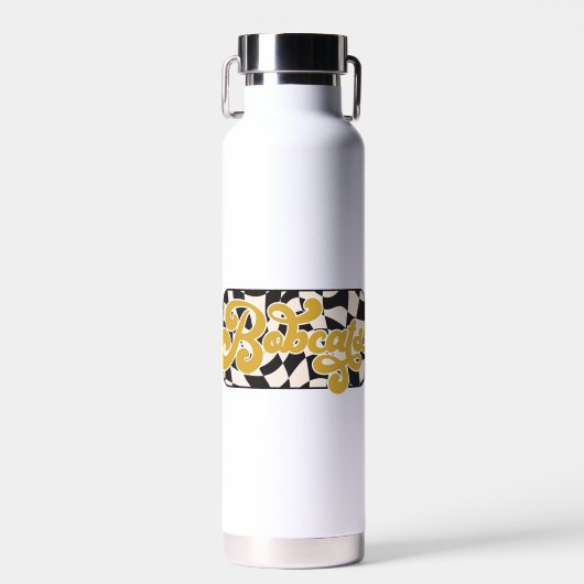 Bobcats Checkerboard Water Bottle: Gold Waterfles (Voorkant)