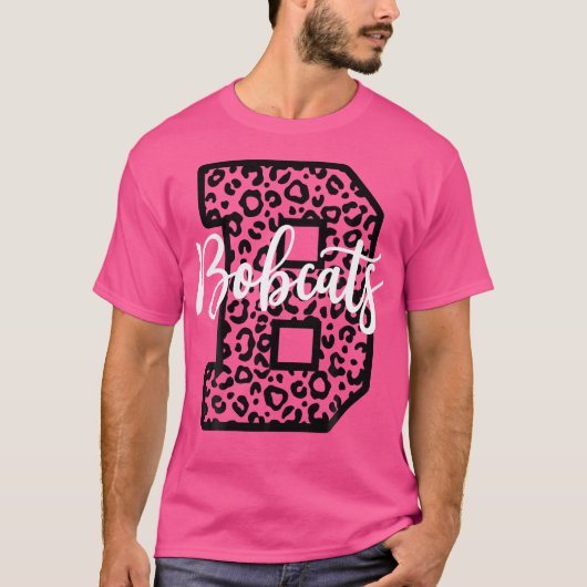 Bobcats School Spirit Leopard Sport Fan Game Day T-shirt (Voorkant)