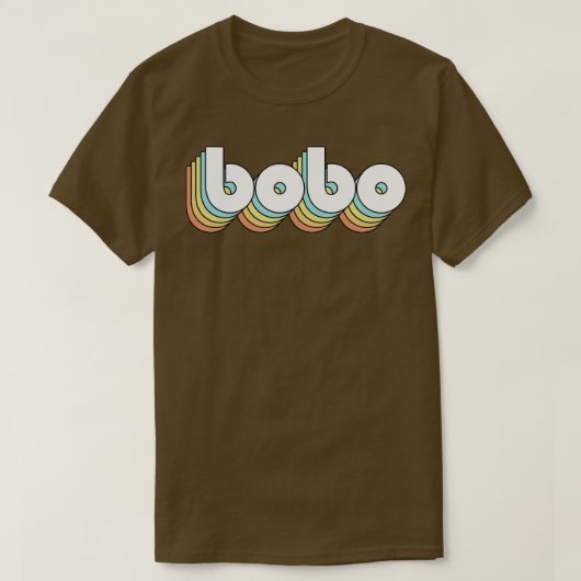 Bobo Retro Rainbow Typography Vervaagde stijl T-shirt (Design voorkant)