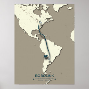 Bobolink-migratiekaart – minimalistische Vintage Poster