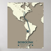 Bobolink-migratiekaart – minimalistische Vintage Poster (Voorkant)