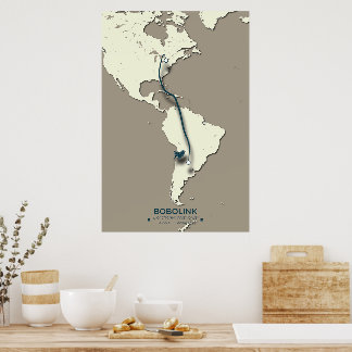 Bobolink Migratiekaart – Minimalistische Vogel Poster