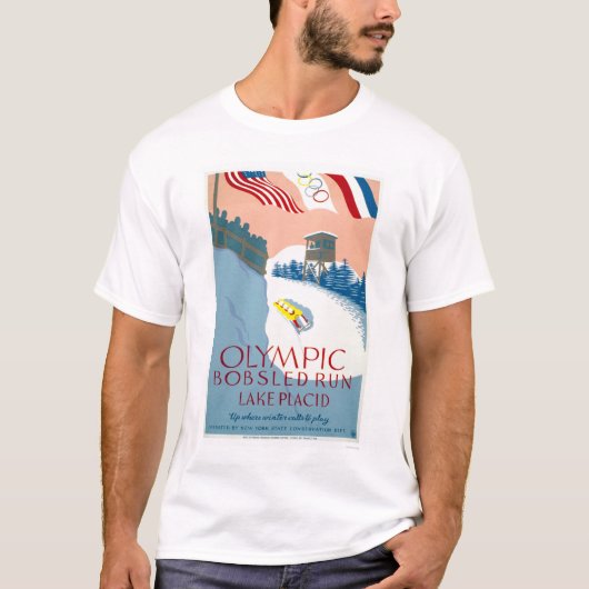 Bobsled Olympic Lake Placid 1938 WPA T-shirt (Voorkant)