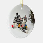 Bobtail Cat Gray Tabby Holiday Ornament (Rechts)